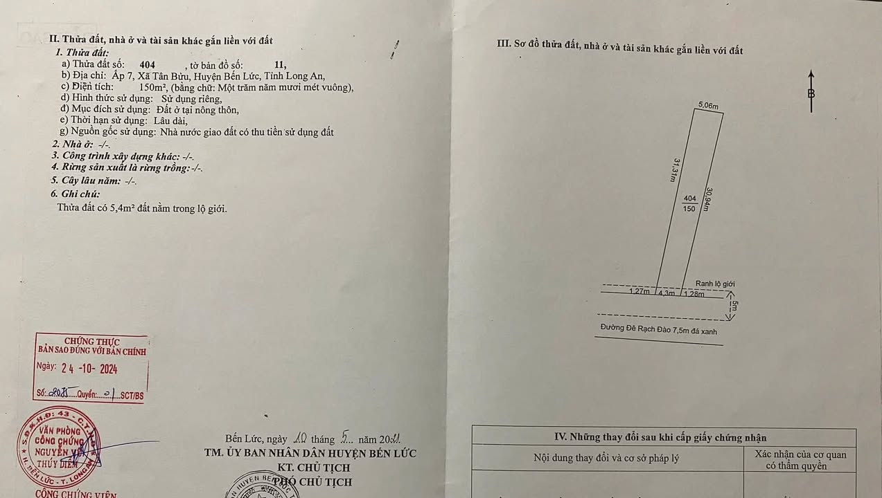 Đất thổ cư 150m² xã Tân Bửu, Bến Lức giá 1.05 tỷ - Tiềm năng đầu tư hấp dẫn!