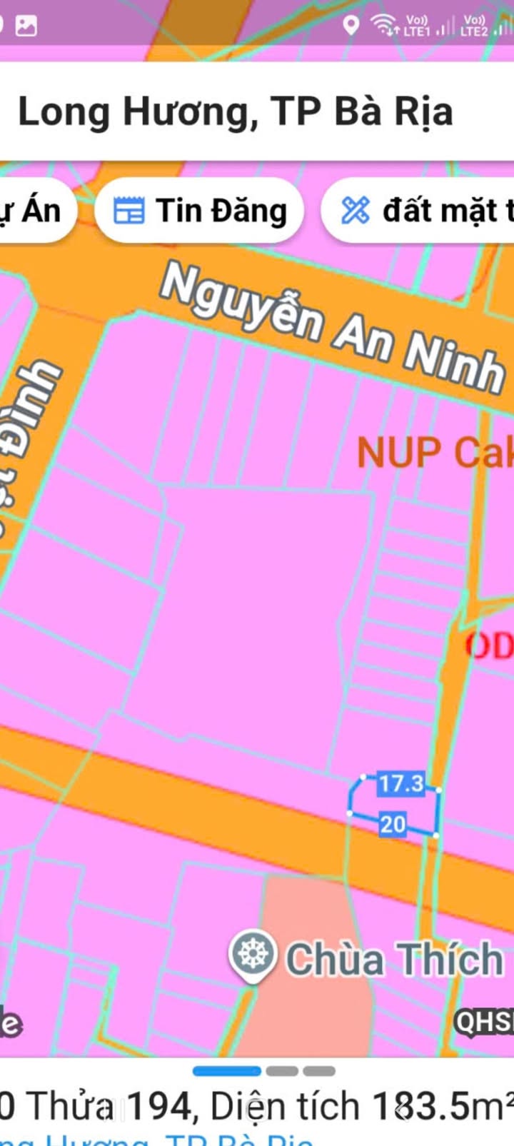 Đất thổ cư 183m² phường Long Hương, Bà Rịa - Sổ hồng chính chủ, ô tô vào tận nơi!