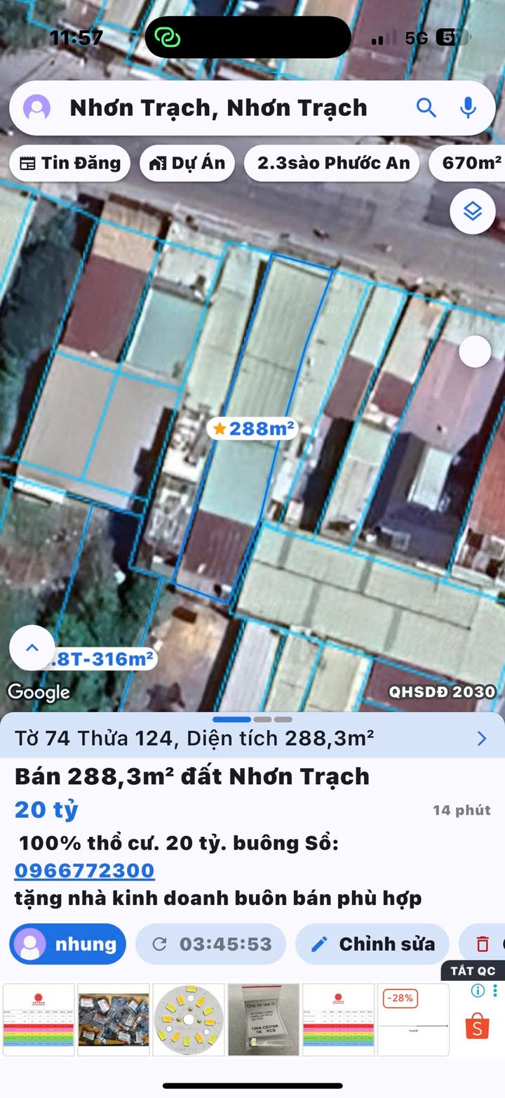 Đất nền mặt tiền Lý Thái Tổ, Phước Thiền 292m² - Sổ đỏ, thổ cư 100%!