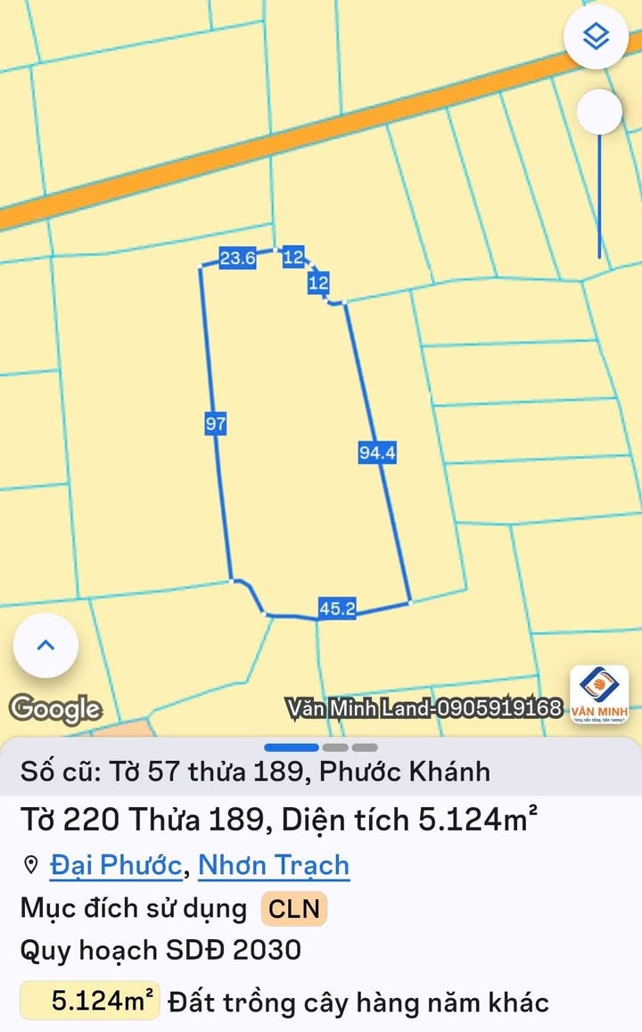 Đất nền Phước Khánh Nhơn Trạch 5124m² giá chỉ 5.124 tỷ - Cơ hội đầu tư không thể bỏ lỡ!