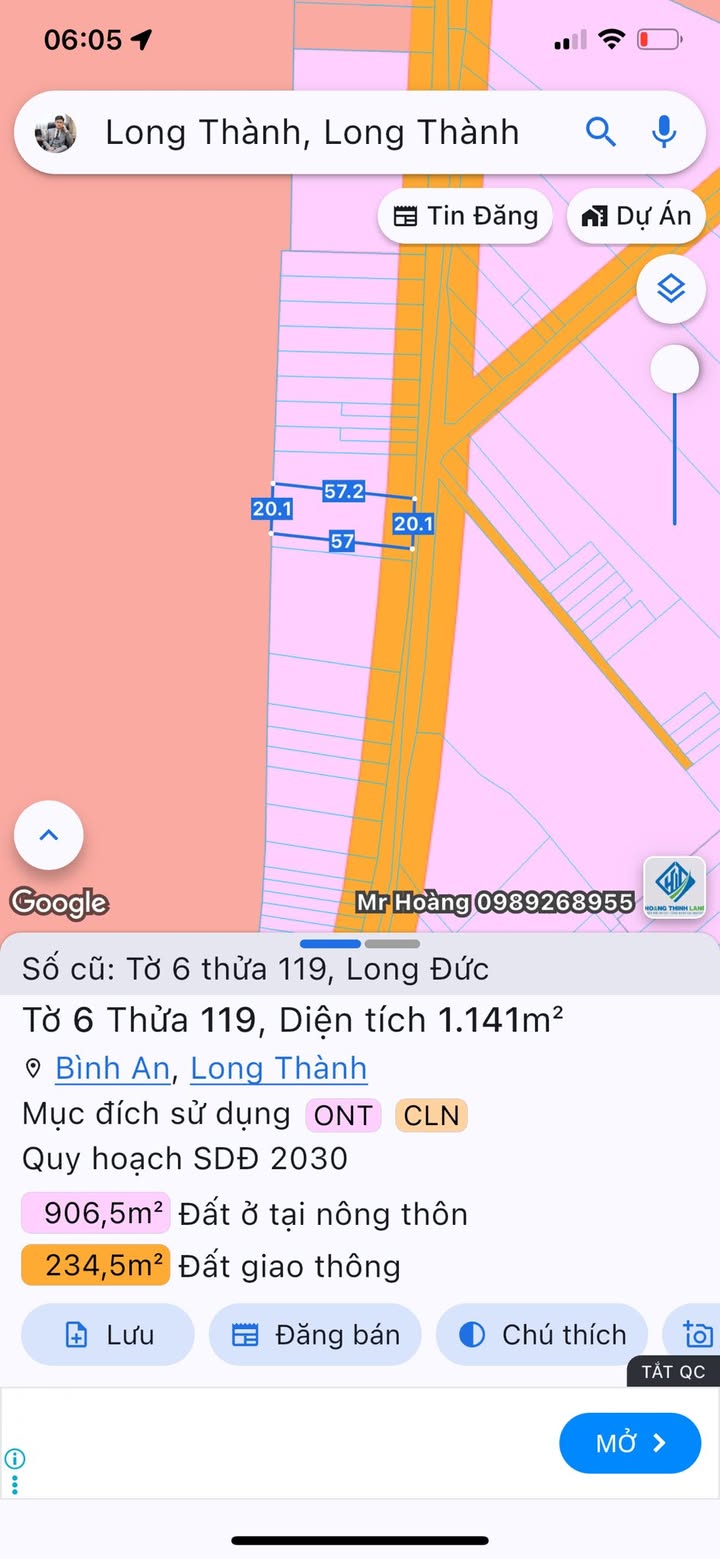 Đất thổ cư Long Đức 1141m² giá thỏa thuận - Đường nhựa mặt tiền rộng rãi!