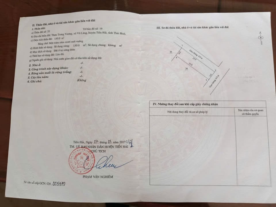 Đất thổ cư Trưng Vương, Tiền Hải 150m² giá thương lượng - Đường ô tô thông thoáng!