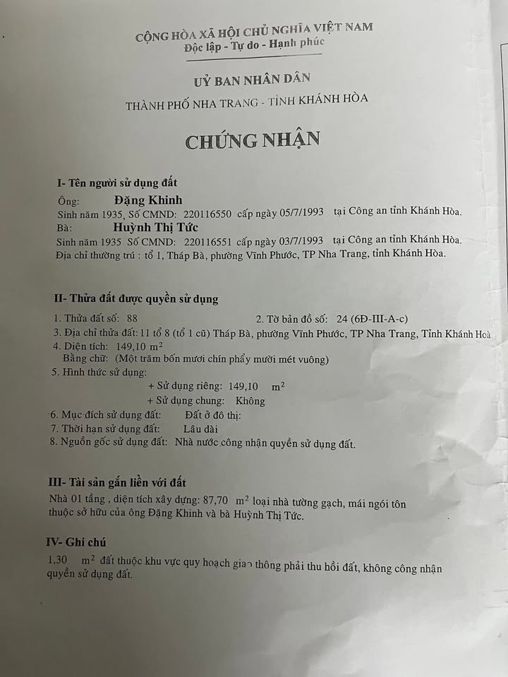 Đất thổ cư Nha Trang 149m² giá 7.45 tỷ - Vị trí đắc địa cho kinh doanh!