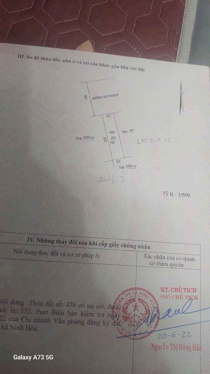 Đất tái định cư Bắc Ninh Hòa 100m² giá 1 tỷ - Sổ hồng chính chủ!