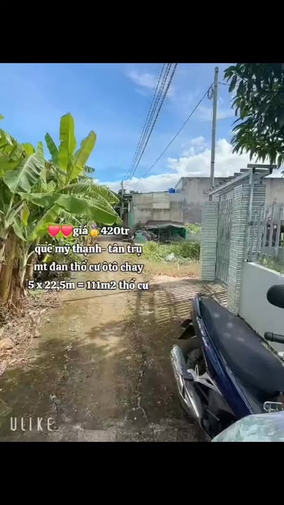 Đất nền Mỹ Thạnh Tân Trụ 111m² giá chỉ 420 triệu - Sổ hồng chính chủ