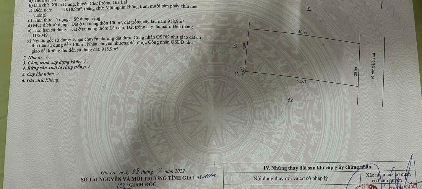 Đất thổ cư 5100m² tại xã Ia Drăng, Chư Prông - Giá chỉ 10.25 tỷ!