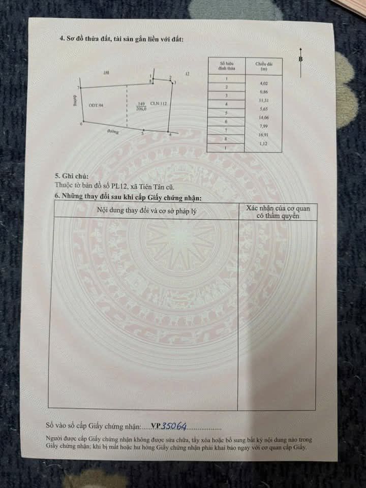 Đất thổ cư Tiên Tân Phủ Lý 103m² giá chỉ 1.9 tỷ - Đầu tư sinh lời ngay!