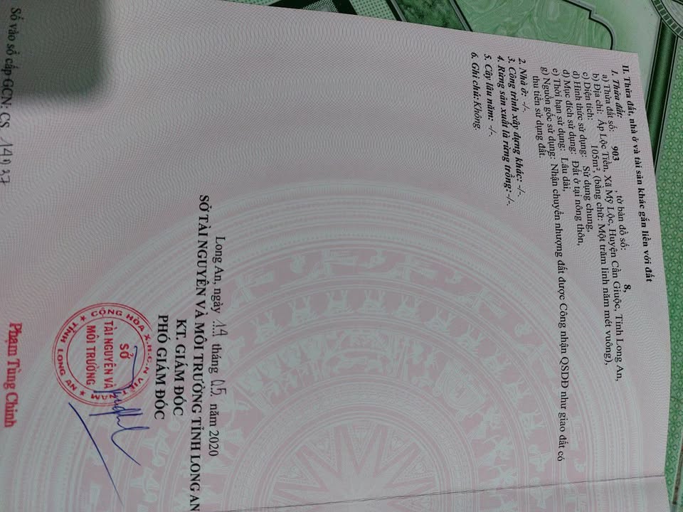 Đất nền thổ cư đẹp tại Mỹ Lộc, Cần Giuộc, Long An 105m² - Giá chỉ 850 triệu!