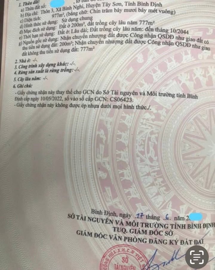 Đất nền Thôn 3, xã Bình Nghi, Tây Sơn 977m² giá 1.1 tỷ - Cơ hội đầu tư hấp dẫn!