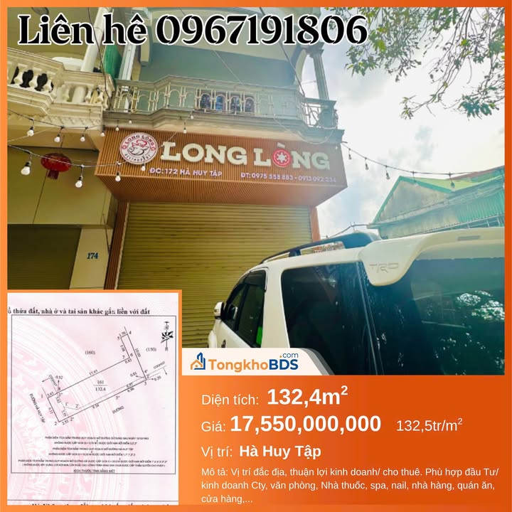 Nhà bán mặt đường Hà Huy Tập, Vinh 132m² giá 17.55 tỷ - Phù hợp kinh doanh!