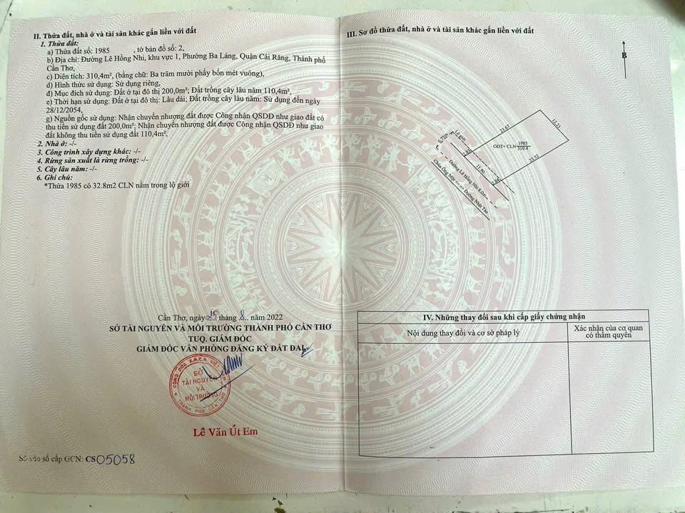 Đất nền biệt thự mặt tiền Lê Hồng Nhi, Cái Răng, 312m² giá 4.9 tỷ - Cơ hội đầu tư hấp dẫn!