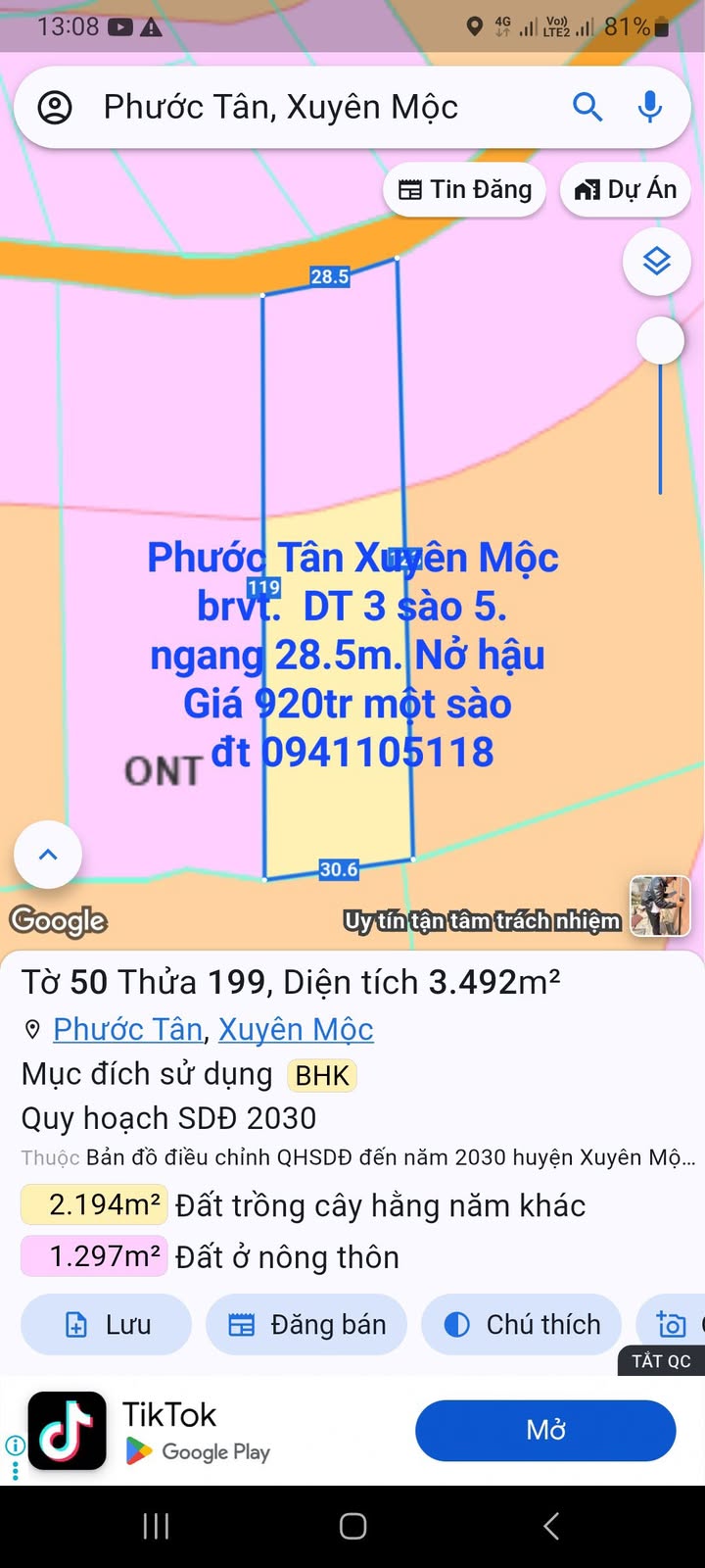 Đất nền Phước Tân, Xuyên Mộc 12,600m² giá 3.22 tỷ - Pháp lý rõ ràng, thương lượng ngay!