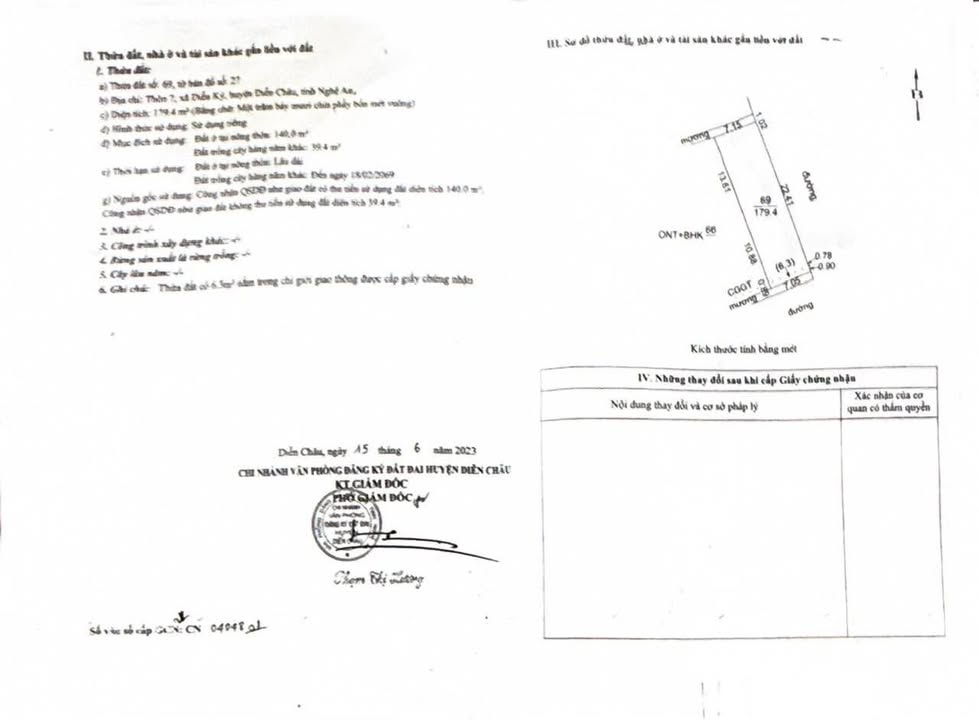 Bán lô đất đẹp hai mặt tiền xã Diễn Kỷ, Diễn Châu - Sổ đỏ chính chủ giá chỉ 2 tỷ!