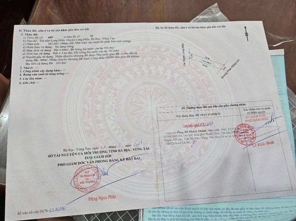 Đất thổ cư 150m² đường Phan Đăng Lưu Long Điền giá 1.83 tỷ - Sổ hồng chính chủ!