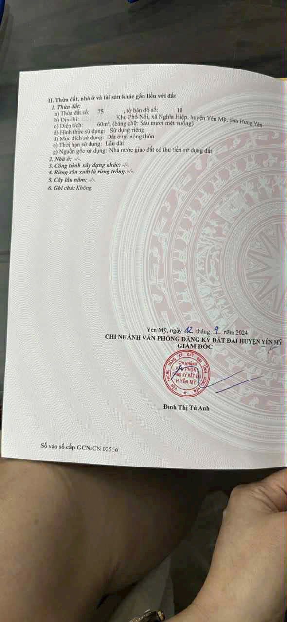 Đất nền Nghĩa Hiệp, Yên Mỹ 60m² giá 3 tỷ - Hàng hiếm lần đầu lên sóng!