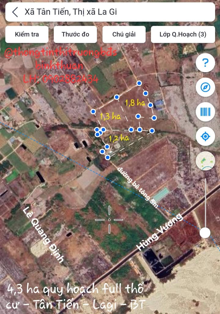 Đất Farm 4,3ha 2 mặt tiền đường Hùng Vương, La Gi - Đầu tư sinh lời ngay!