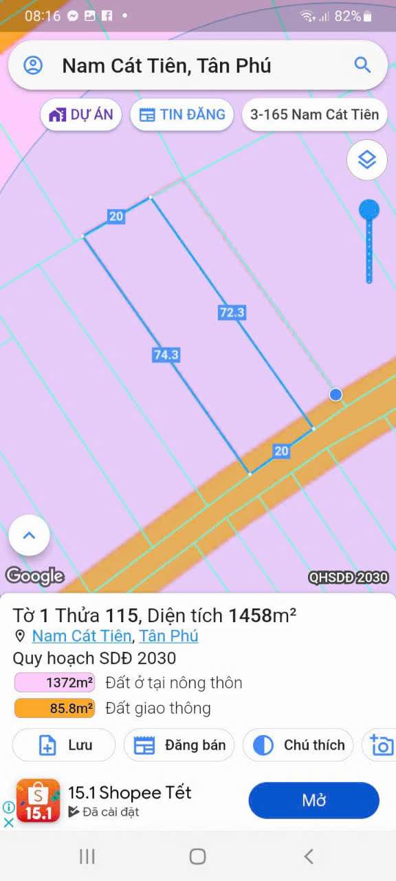 Đất nền Nam Cát Tiên 1.400m² giá 3.5 tỷ - Đầu tư sinh lời tốt!