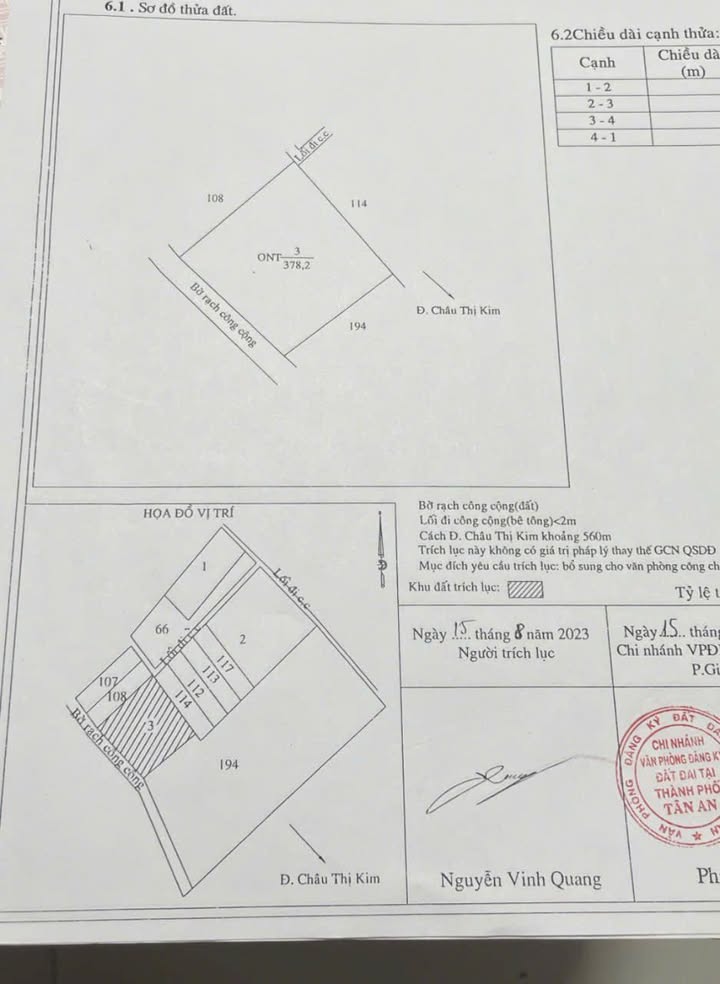 Đất thổ cư 378m² xã An Vĩnh Ngãi Tân An - Giá 1.45 tỷ, cơ hội đầu tư tuyệt vời!