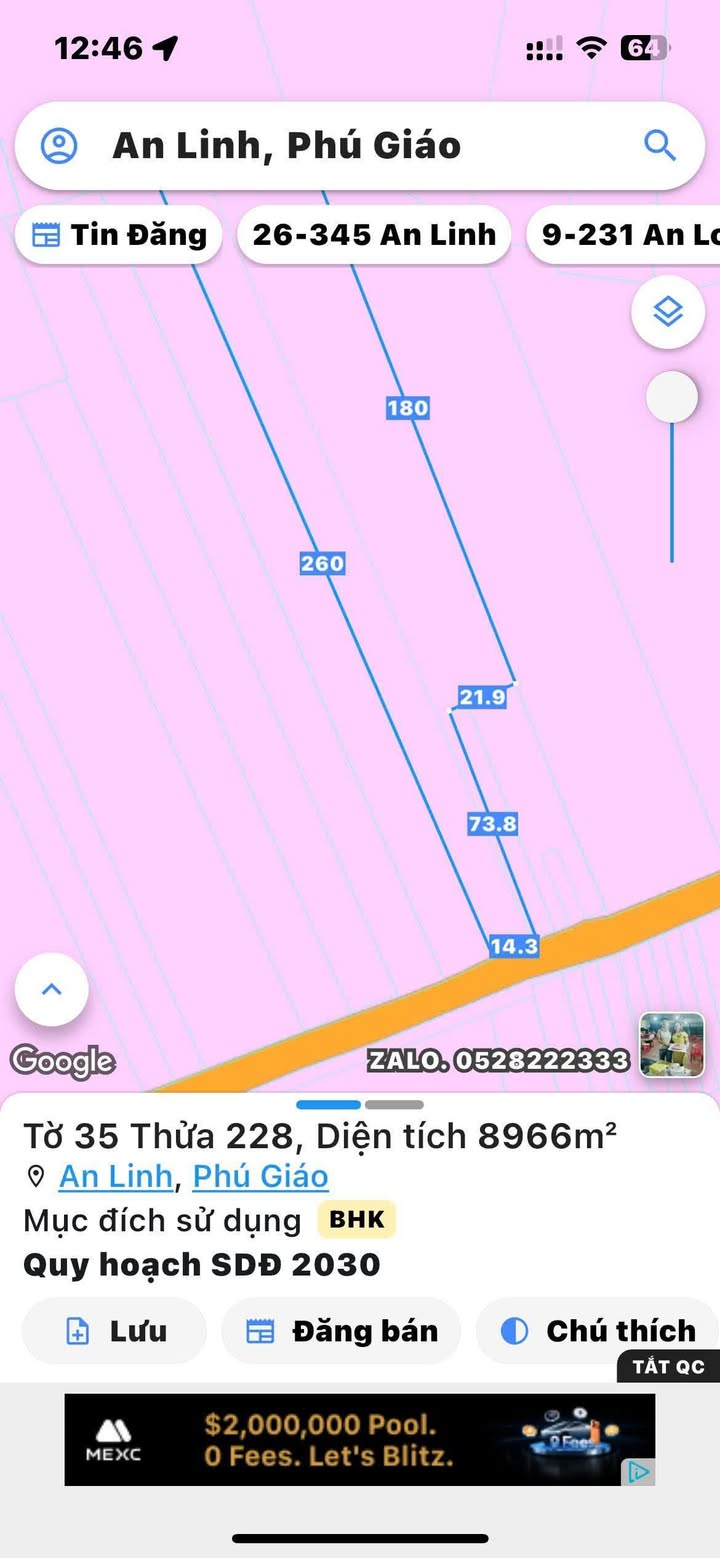 Đất nền xã An Linh, Phú Giáo 9000m² giá 5.5 tỷ - Cơ hội đầu tư tuyệt vời!