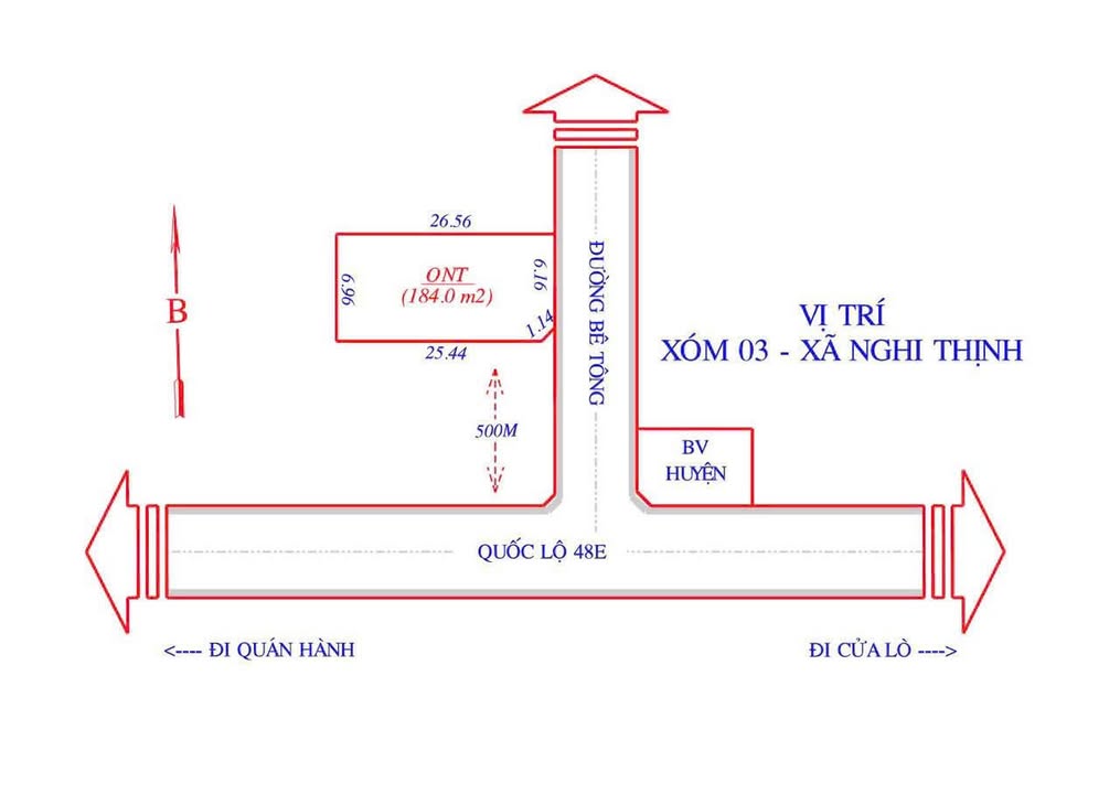 Đất thổ cư Nghi Thịnh 184m² giá 1.4 tỷ - Đường thông thoáng, cơ hội đầu tư tuyệt vời!