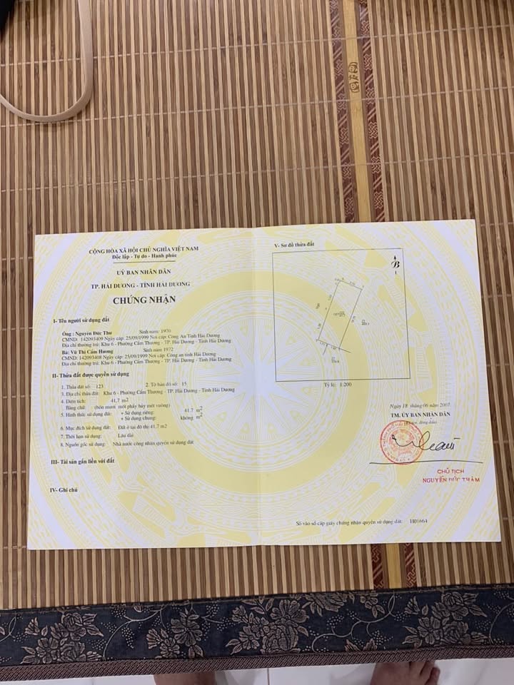 Đất chính chủ Cẩm Thượng, Hải Dương 41.7m² giá chỉ 700 triệu - Sổ hồng đầy đủ!