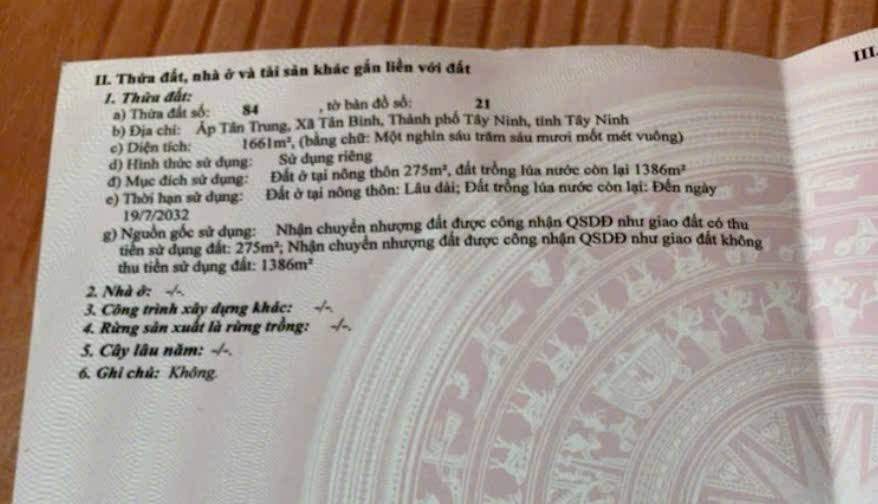 Đất mặt tiền Trần Phú, Tân Bình, Tây Ninh 8810m² giá 30 tỷ - Cơ hội đầu tư không thể bỏ lỡ!