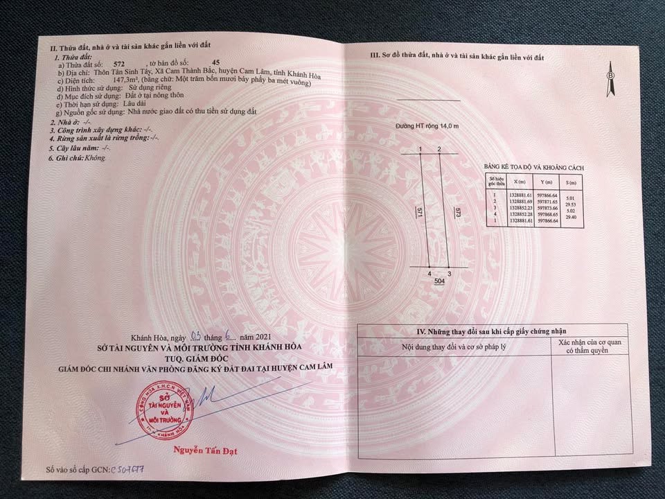 Đất thổ cư Cam Lâm 147,3m² giá thỏa thuận - Đầu tư sinh lời ngay!