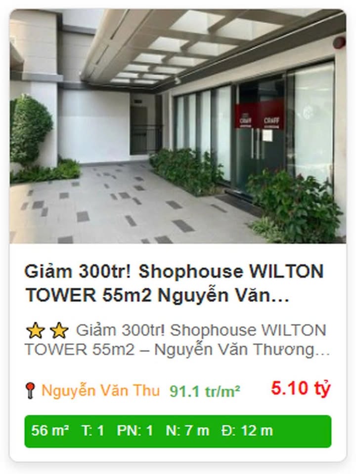 Shophouse Wilton Tower Bình Thạnh 55m² - Giảm ngay 300 triệu!