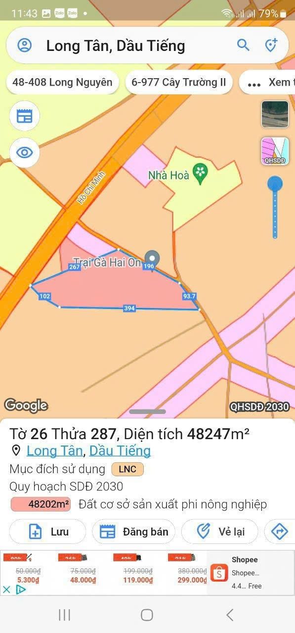 Đất nền quy hoạch SKC tại Long Tân, Dầu Tiếng 47.598m² - Cơ hội đầu tư lý tưởng!