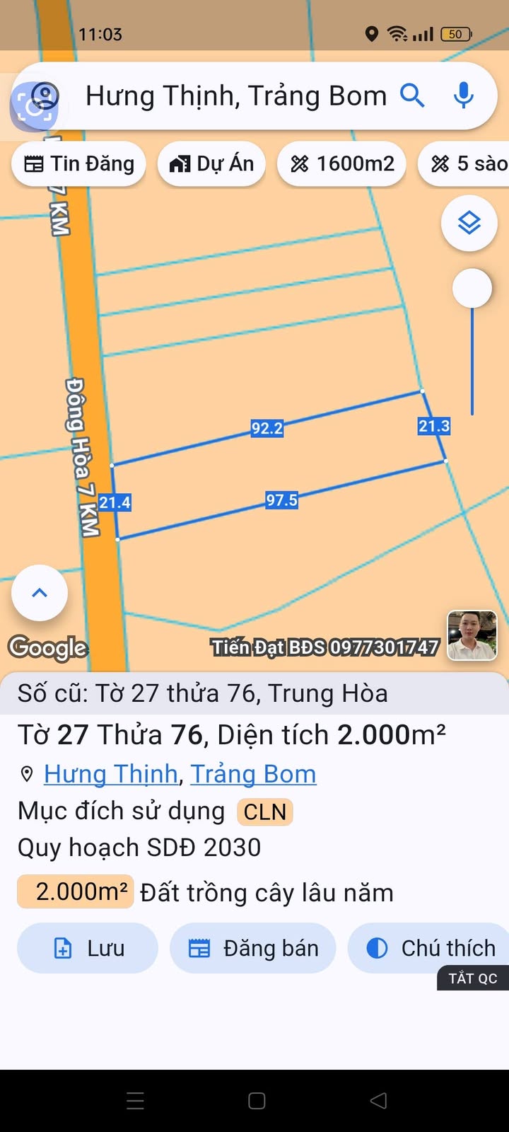 Đất nền Trảng Bom 2000m² giá 2 tỷ - Đầu tư sinh lời ngay!