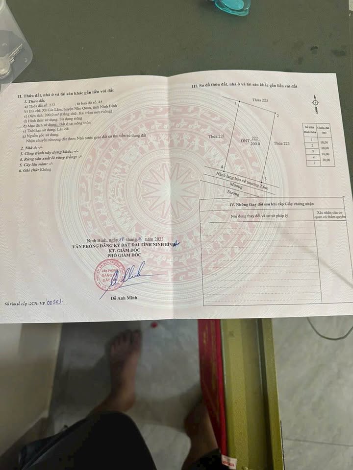 Đất thổ cư 200m² Thôn 9, xã Gia Lâm, Ninh Bình - Giá đầu tư chỉ 700 triệu!