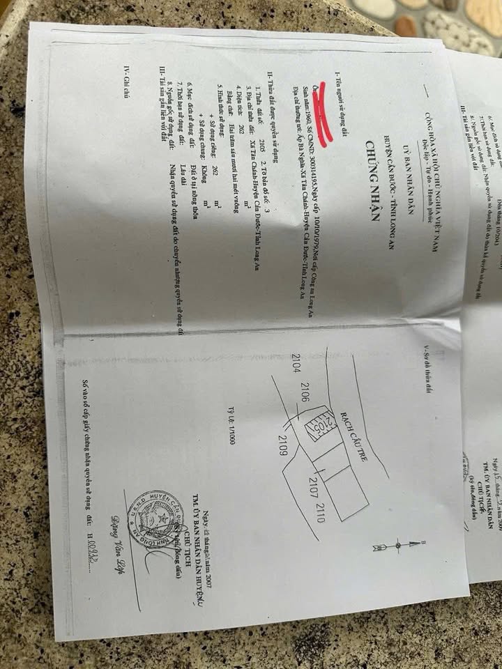 Đất vườn 960m² và đất thổ cư 262m² tại Tân Chánh, Cần Đước - Giá chỉ 600 triệu!