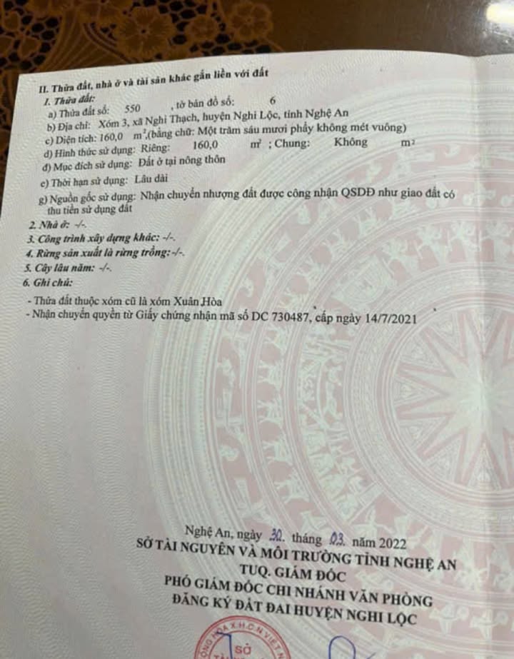 Đất nền Nghi Thạch 160m² giá thương lượng - Cơ hội đầu tư hấp dẫn!