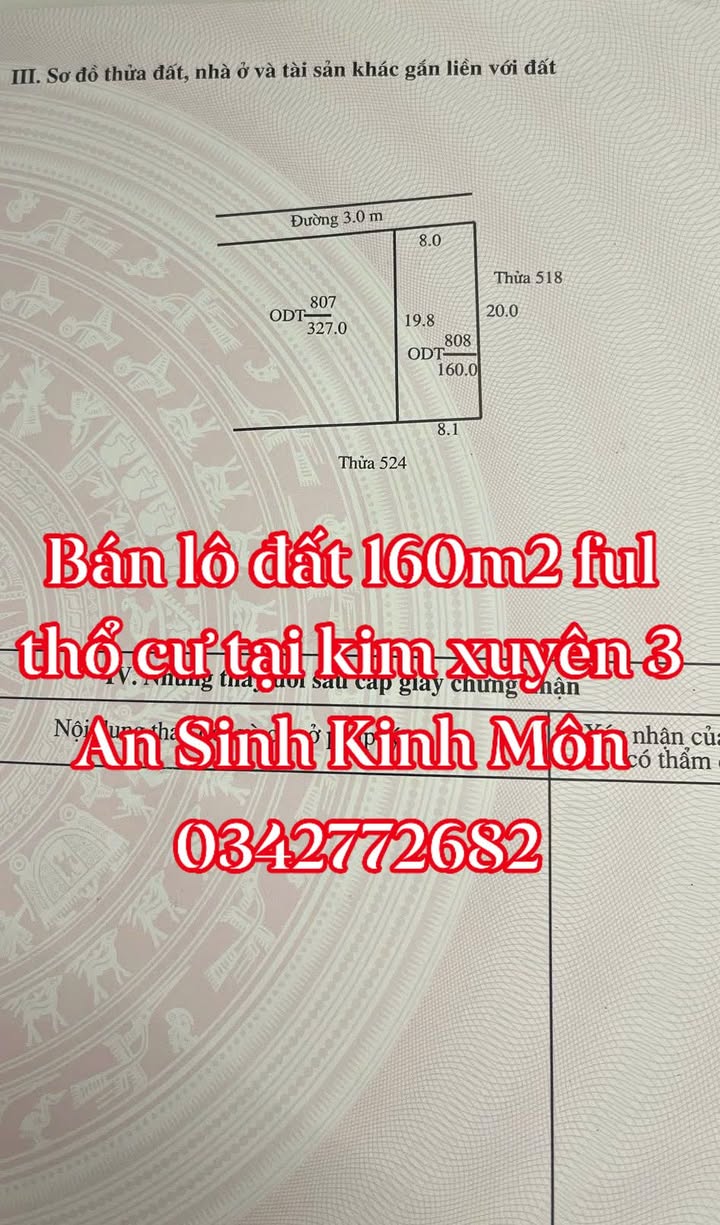 Đất thổ cư 160m² tại Khu Kim Xuyên 3 - Kinh Môn - Giá thỏa thuận, Đầu tư ngay!