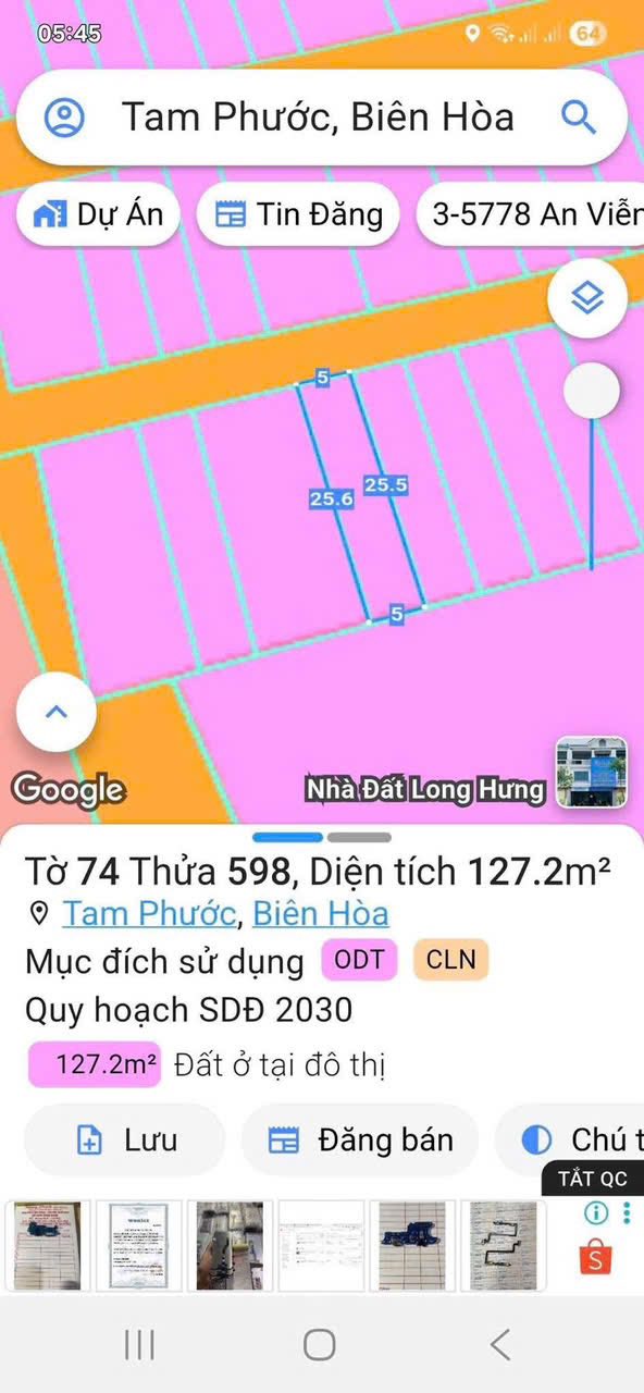 Đất thổ cư đường Sân Bóng Thanh Bình, Tam Phước, Biên Hòa 125m² giá 1 tỷ - Cơ hội đầu tư tuyệt vời!