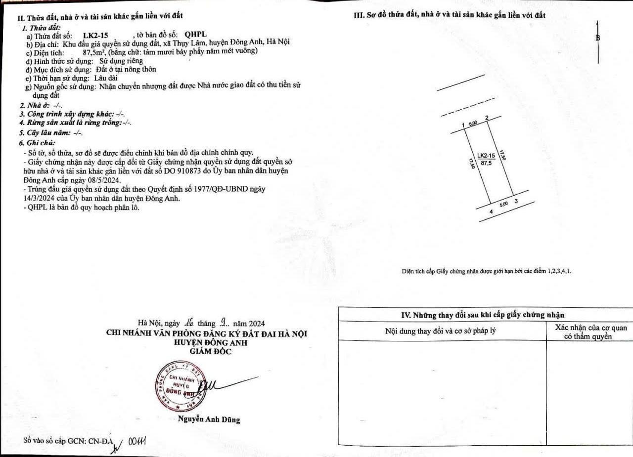 Đất đấu giá Thụy Lâm 87.5m² giá chỉ 7.525 tỷ - Cơ hội đầu tư tuyệt vời!