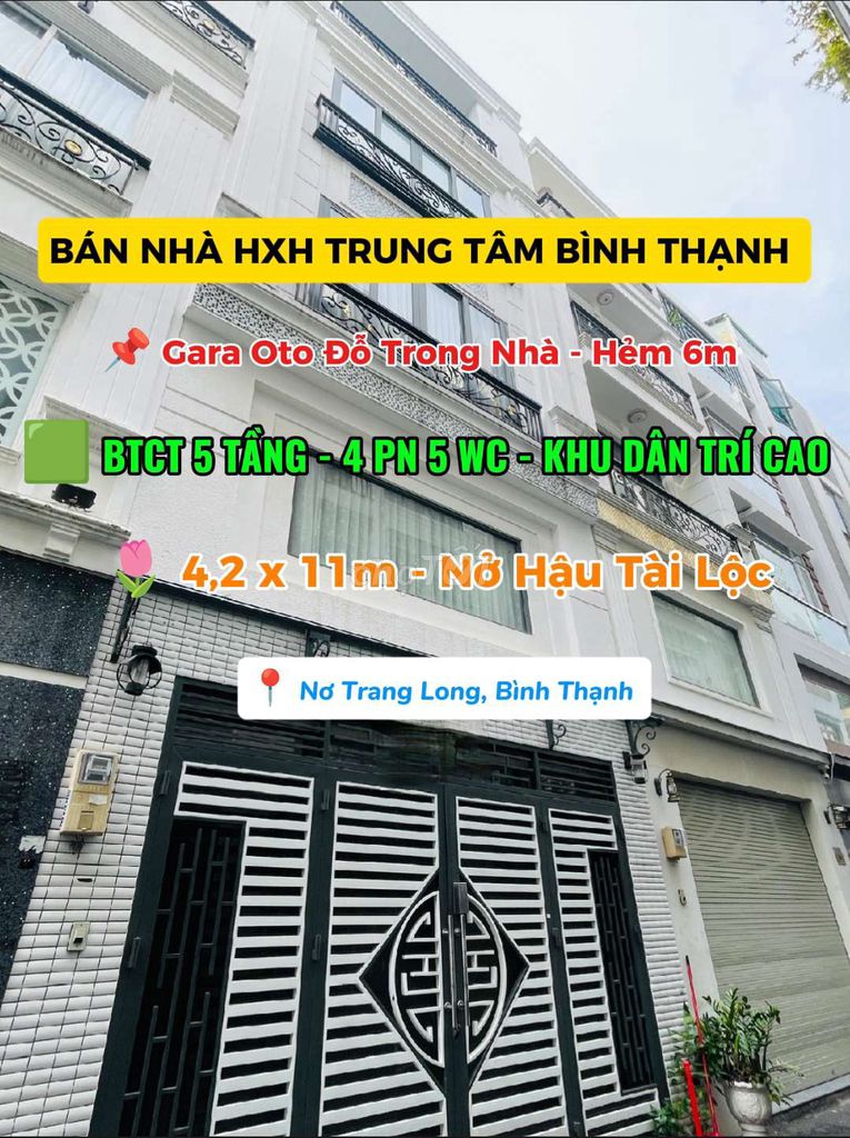 Bán nhà hẻm xe hơi Nơ Trang Long, Bình Thạnh 45m² giá 9.1 tỷ - Gara ô tô trong nhà!