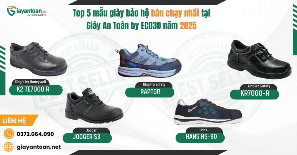 Top 5 mẫu giày bảo hộ bán chạy nhất tại Giày An Toàn by ECO3D năm 2025 - Bền đẹp đạt chuẩn quốc tế!