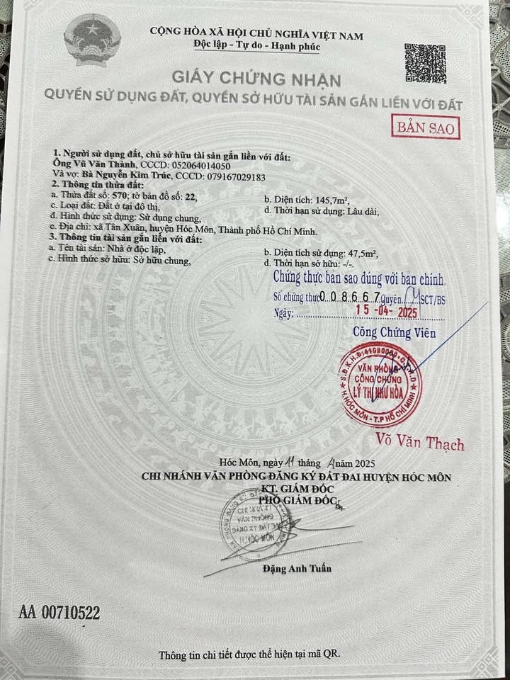 Đất nền Tân Xuân 5, Hóc Môn 110m² giá 4.8 tỷ - Sổ đỏ chính chủ!