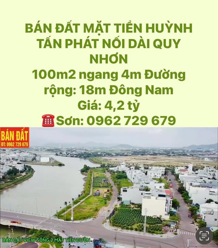 Đất mặt tiền Huỳnh Tấn Phát, Quy Nhơn 100m² giá 4.2 tỷ - Đầu tư sinh lời ngay!