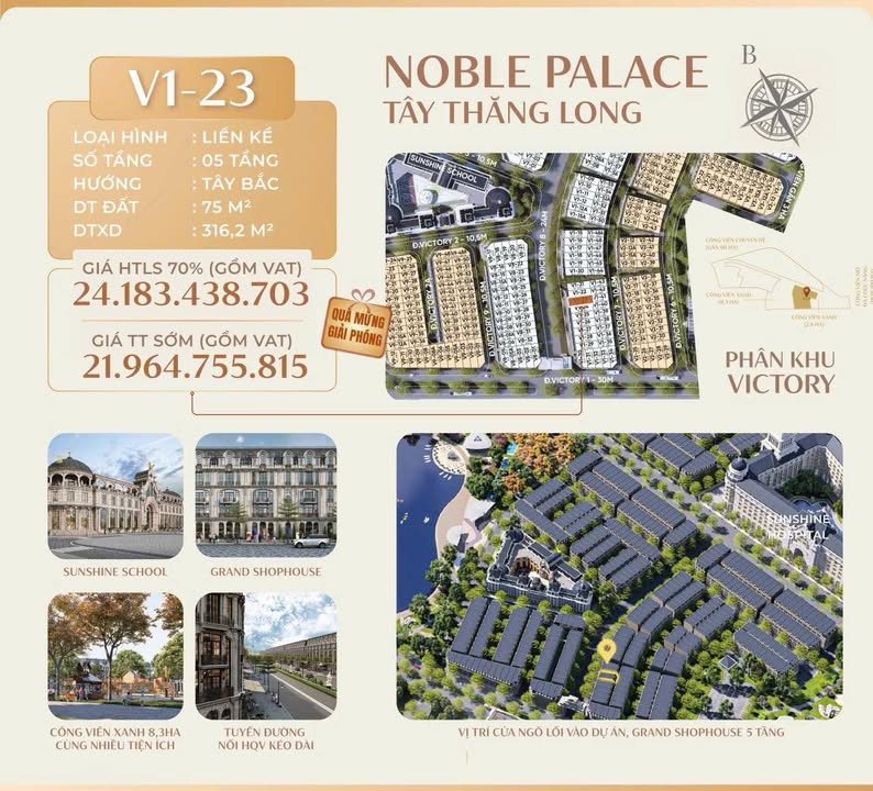 Shophouse Grand V1-23 Đan Phượng 75m² giá thỏa thuận - Cơ hội đầu tư tuyệt vời!