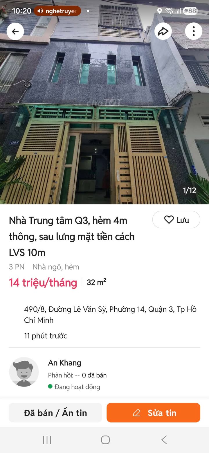 Nhà cho thuê quận 3, hẻm 4m thông thoáng, gần Lê Văn Sỹ - Thỏa thuận giá