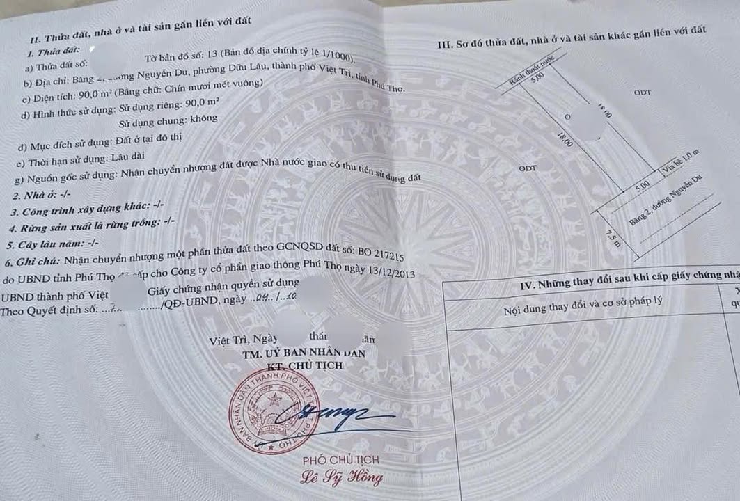 Đất nền đường Nguyễn Du, Việt Trì 90m² giá 4 tỷ - Đầu tư sinh lời ngay!