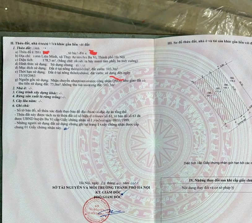 Đất thổ cư Thụy An, Ba Vì 178,3m² giá chỉ 1 tỷ - Đầu tư sinh lời ngay!