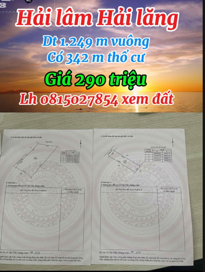 Đất Farm tại xã Hải Lâm, huyện Hải Lăng, 1249m² chỉ 290 triệu - Cơ hội đầu tư tuyệt vời!