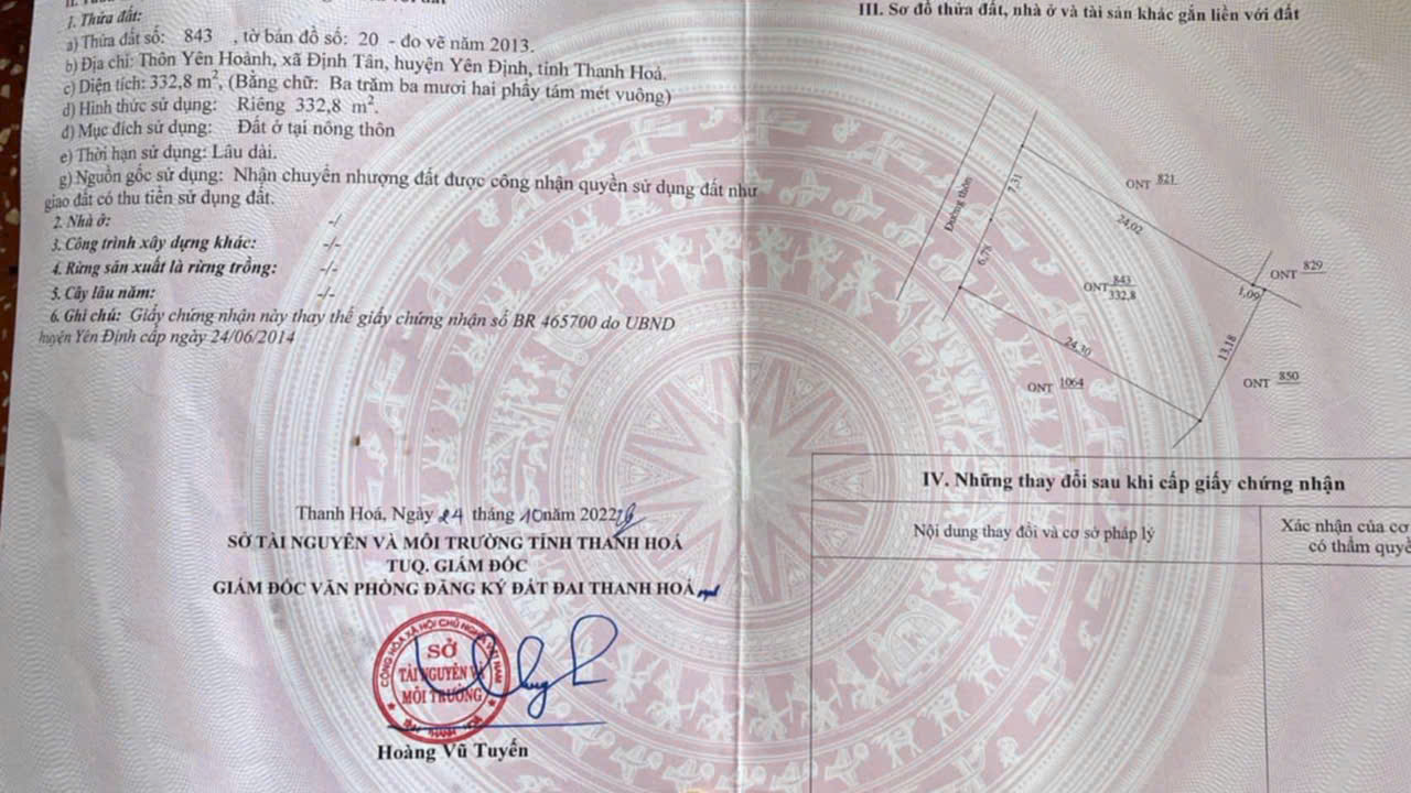 Đất đẹp thôn Yên Hoành, Định Tân, 332m² - Chính chủ bán gấp!