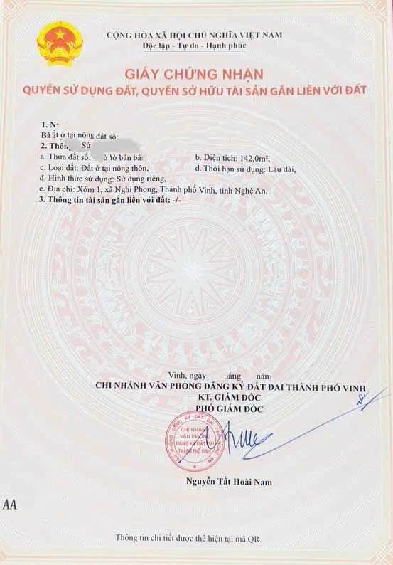 Lô đất Vinh Tân 142m² giá 2.4 tỷ - Sát khu đấu giá, vị trí đẹp!