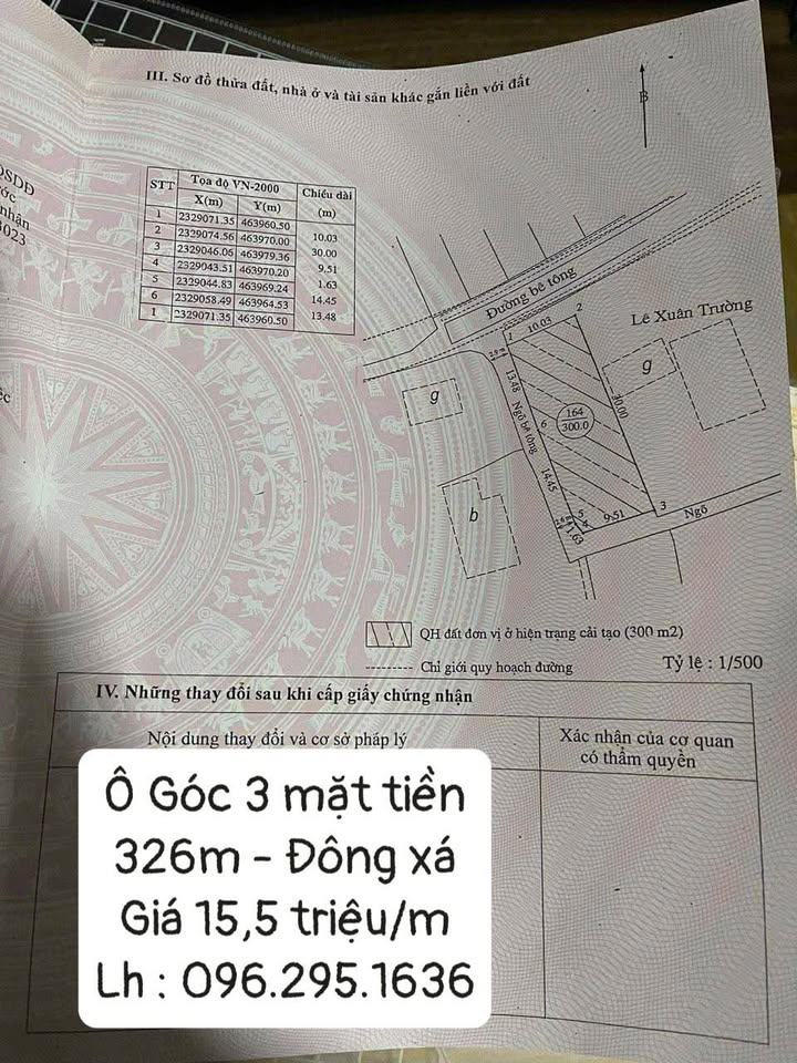Đất góc 3 mặt tiền 326m² Thôn Đông Thành, Vân Đồn - Đầu tư sinh lời ngay!