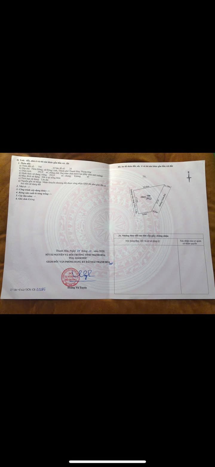 Lô đất mặt tiền 292.2m² tại Phường Đông Tiến, TP Thanh Hóa - Cơ hội đầu tư sinh lời!