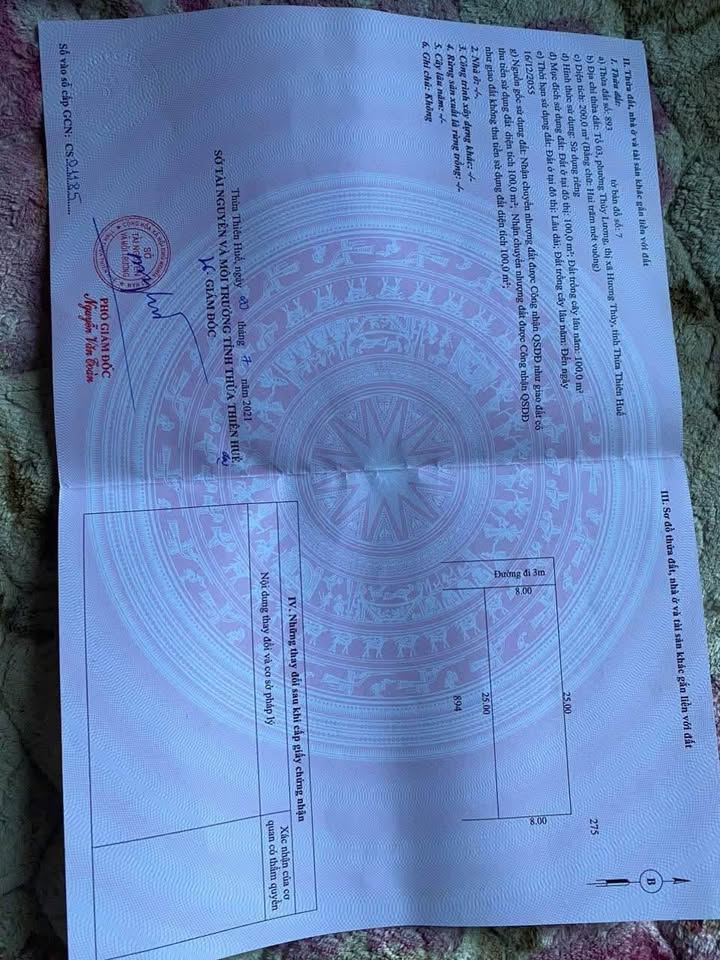 Đất nền Hương Thuỷ 200m² giá 8xx triệu - Vị trí đẹp, thuận lợi!